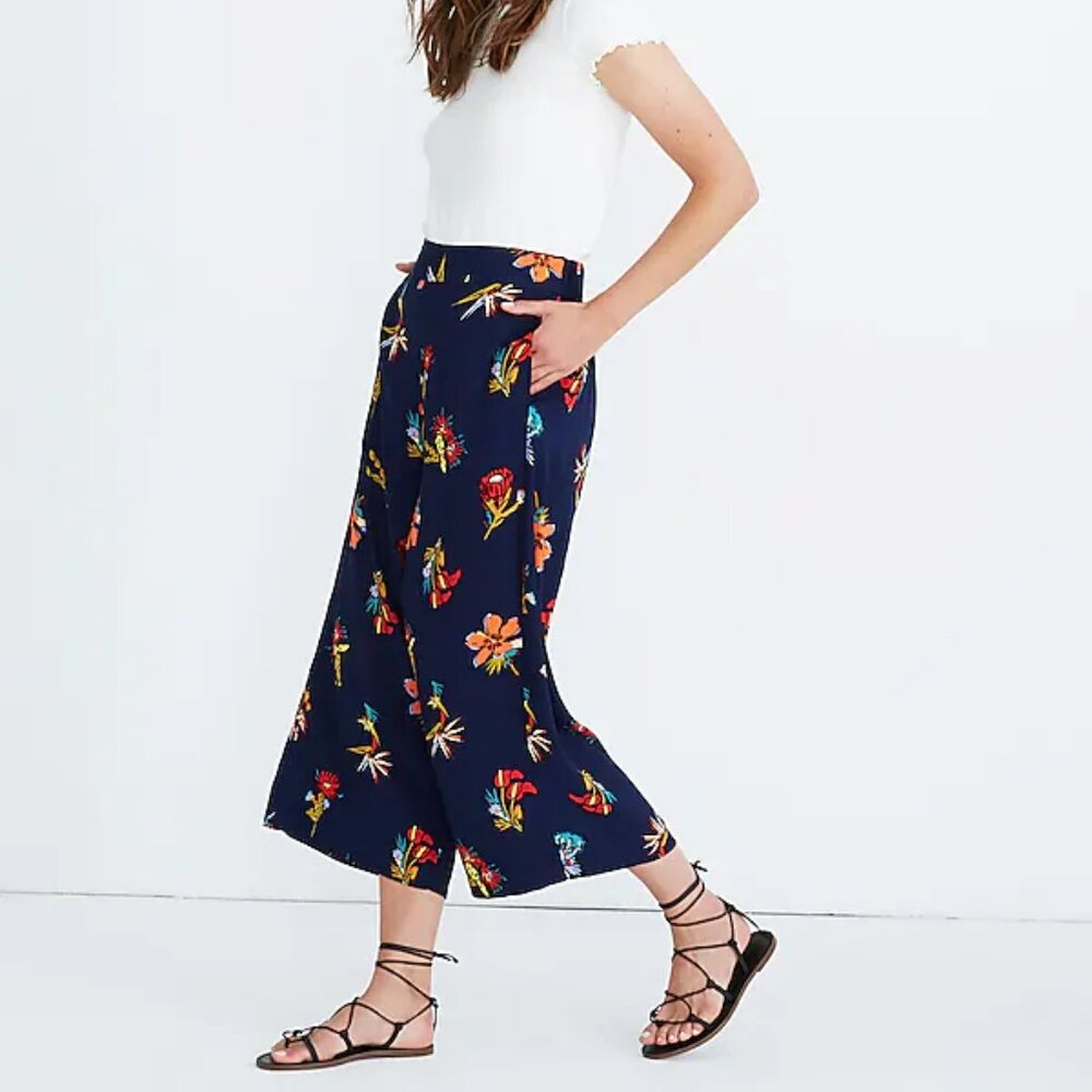 Madewell Floral Wide Leg Pants - Navy